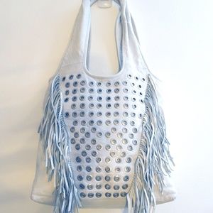 ASH Lambskin White Leather Tote Handbag, NEW